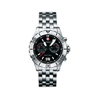 wenger montre suisse aquagraph chrono pour homme 7085, cadran noir., medium, sangle