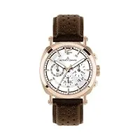 jacques lemans - 1-1475d - montre homme - quartz - chronographe - disposition linéaire des chronographes - bracelet cuir marron