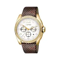 esprit - es100632003 - confidence - montre femme - quartz chronographe - cadran blanc - bracelet cuir marron