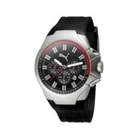 puma time - 4389948 - montre homme - quartz - analogique - chronographe - bracelet caoutchouc noir
