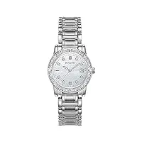 bulova - 96r105 - ladies diamond highbridge - montre femme - quartz analogique - cadran nacre - bracelet acier blanc