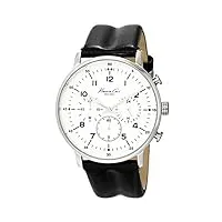 kenneth cole - kc1568 - dress sport - montre homme - quartz analogique - cadran blanc - bracelet cuir noir