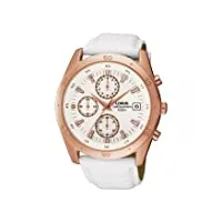 lorus - rm326bx9 - montre femme - quartz - analogique - chronographe - bracelet cuir blanc