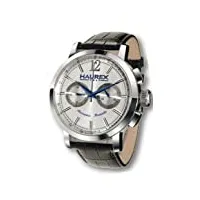haurex italy - ca330uss - montre homme - mécanique - chronographe - bracelet cuir noir