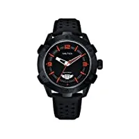 nautica - n28001g - analogique - montre homme - bracelet en cuir noir