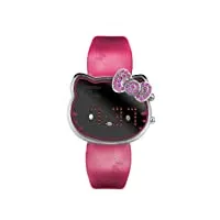 hello kitty - ct.7104l/23 - montre femme - quartz - digitale - eclairage - bracelet cuir rose