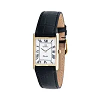 orphelia - mon-7062 - montre femme - or 18 carats - quartz analogique - cadran blanc - bracelet cuir noir