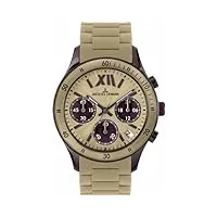 jacques lemans - 1-1587s - montre femme - quartz chronographe - chronomètre - bracelet silicone beige