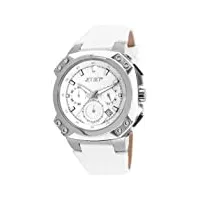 jet set - j64113-631 - prague - montre mixte - quartz chronographe - cadran blanc - bracelet cuir blanc