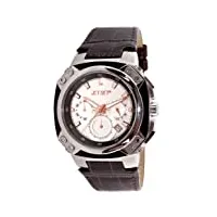 jet set - j64113-636 - prague - montre mixte - quartz chronographe - cadran blanc - bracelet cuir marron