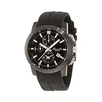 kenneth cole - kc1844 - montre homme - quartz chronographe - aiguilles lumineuses/chronomètre - bracelet silicone noir