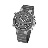jacques lemans - 1-1712u - montre mixte - quartz analogique et digitale - alarme/chronomètre - bracelet silicone gris