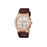 esprit collection - el101822f07 - montre femme - quartz - chronographe - bracelet cuir marron