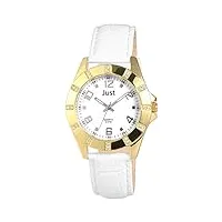 just watches - 48-s3928-gd - montre femme - quartz analogique - bracelet cuir blanc