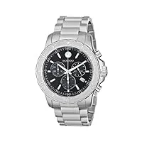 movado series 800 chronograph stainless steel case and bracelet black tone dial date display