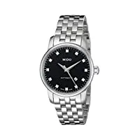 mido montre femme xs baroncelli analogique automatique acier inoxydable m76004681, argent/noir, bracelet