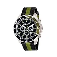 jet set - j21203-16 - speedway - montre homme - quartz chronographe - cadran noir - bracelet tissu noir