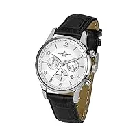 jacques lemans - 1-1654b - london - montre homme - quartz chronographe - cadran argent - bracelet cuir noir