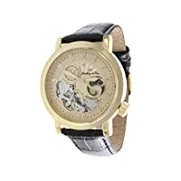 lindberg & sons - cap13g204b - day & night - montre homme - automatique analogique - cadran doré - bracelet cuir noir