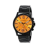 bulova caravelle new york watches montre chronographe en acier inoxydable plaqué ion pour homme, noir/orange, standard, décontracté