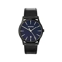 sekonda montre à quartz pour homme avec cadran bleu affichage analogique et bracelet pu noir 3536.27