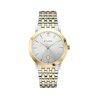 bulova - 98b221 - dress - montre homme - quartz analogique - cadran gris - bracelet acier multicolore