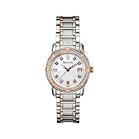 bulova - 98r199 - ladies diamond highbridge - montre femme - quartz analogique - cadran nacre - bracelet acier plaqué blanc