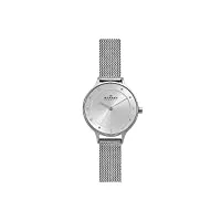 skagen anita lille montre pour femmes, mouvement à quartz avec bracelet en acier inoxydable ou en cuir, ton argent et blanc, 30mm