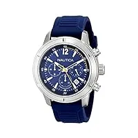 nautica - a17652g - montre homme - quartz chronographe - cadran bleu - bracelet silicone bleu