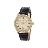 yonger & bresson - ybh 8366-03 - brissac - montre homme - automatique analogique - cadran doré - bracelet cuir noir