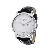 lindberg & sons - ls15s-a1 - montre homme - quartz analogique - origine suisse - cadran blanc - bracelet cuir noir