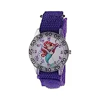 disney montre à quartz analogique en plastique pour enfant avec bracelet en nylon, violet, petite sirène