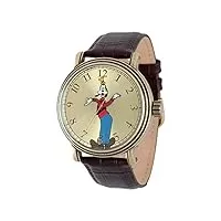 disney montre à quartz analogique vintage pour adulte, doré vieilli, dingo