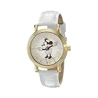 disney pour femme analogique quartz montre avec bracelet en cuir w001859