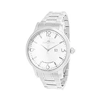 lindberg & sons - lssm201b - montre homme - cadran blanc - bracelet argent - quartz analogique - origine suisse