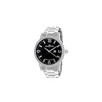 lindberg & sons - lssm201 - montre homme - cadran noir - bracelet argent - quartz analogique - origine suisse