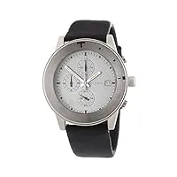tectonic - 41-6900-84 - montre homme - quartz chronographe - cadran argent - bracelet cuir noir
