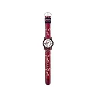 scout - 280375006 - montre garçon - quartz analogique - cadran multicolore - bracelet tissu rouge