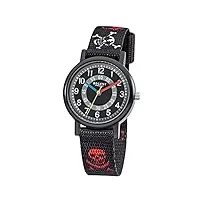 regent urf950 montre-bracelet élégante pour enfant avec bracelet en textile noir/rouge/blanc