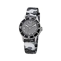 Élégante montre-bracelet à quartz regent urf941 - analogique - bracelet en textile - camouflage gris et noir - pour enfant