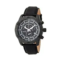 nautica nai17520g montre chronographe en cuir pour homme avec aiguilles lumineuses cadran noir Étanche à quartz