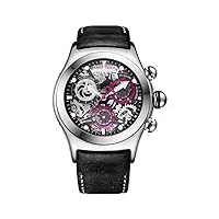 reef tiger montre chronographe sport avec date cadran noir squelette lumineux en acier 316l montres rga792 (rga792-ybb)