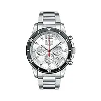 chronographe analogique – quartz – acier inoxydable – argent, bracelet