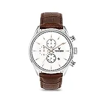 vincero montre bracelet de luxe chrono s pour homme - cadran blanc avec bracelet en cuir marron - montre chronographe 43mm - mouvement à quartz japonais