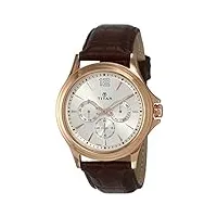 titan workwear montre chronographe pour homme | quartz, résistante à l'eau, bracelet en acier inoxydable, marron, chronographe