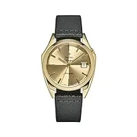 zodiac olympos zo9703 montre automatique suisse en acier inoxydable pour homme avec bracelet en cuir noir 20, doré/noir., sangle