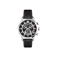 rené mouris 44mm montre chronographe à quartz pour homme | vitesse | bracelet en cuir véritable noir