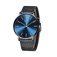 lige hommes montre noir ultra-mince acier inoxydable montre mode simple montre hommes affaires analogique quartz montre