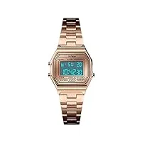 feiwen mode montres femme sport led Électronique outdoor multifonctionnel alarme chronomètre acier inoxydable digital montre bracelet (rose)