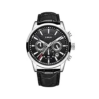 lige montre homme mode chronographe Étanch montre analogique quartz acier inoxydable casual cuir montres noir bracelet